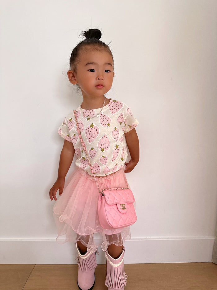 Strawberry Princess Tee + Tutu Skirt Set - Sun Peony Coconut