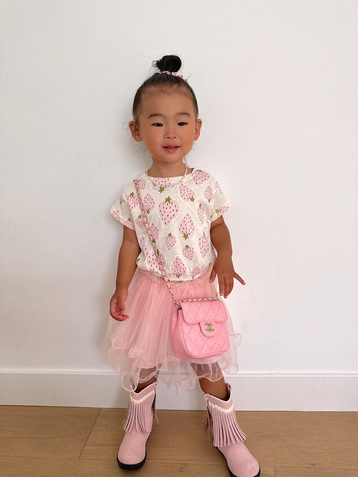 Strawberry Princess Tee + Tutu Skirt Set - Sun Peony Coconut