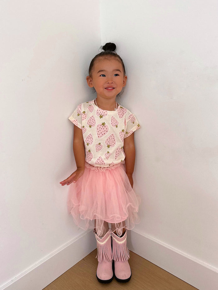 Strawberry Princess Tee + Tutu Skirt Set - Sun Peony Coconut