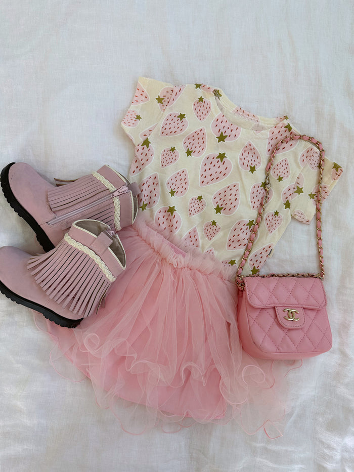 Strawberry Princess Tee + Tutu Skirt Set - Sun Peony Coconut