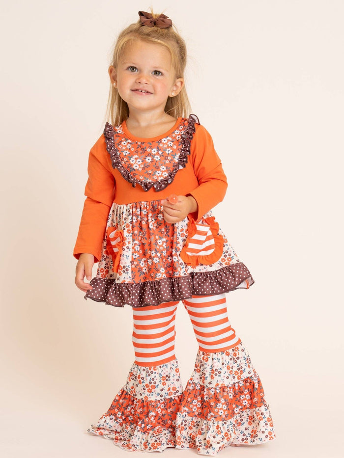Stripe Garden Pocket Flara Bells Outfit