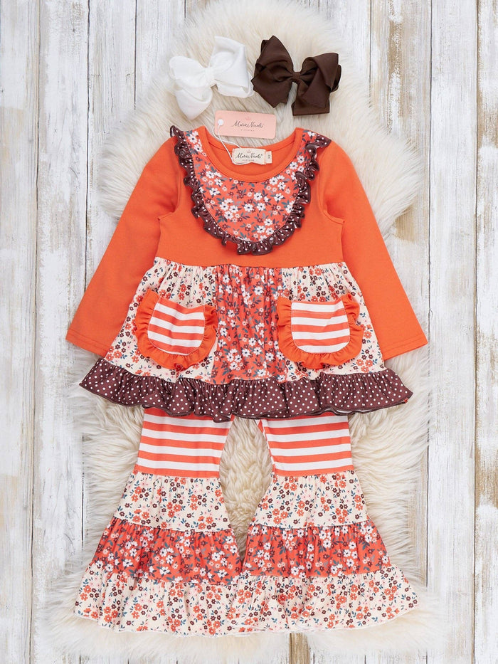Stripe Garden Pocket Flara Bells Outfit