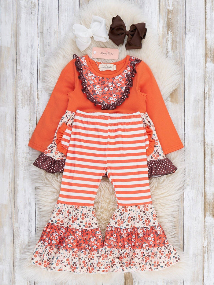 Stripe Garden Pocket Flara Bells Outfit
