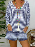 Striped Hooded Long Sleeve Suit