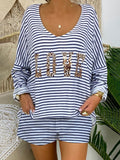 Striped Printed Long Sleeve Suit