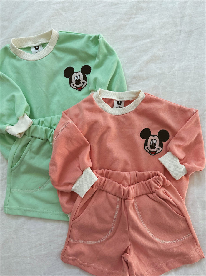 Summer Candy Sweatshirt + Short + Sweatpants Set Mint - Sun Peony Coconut