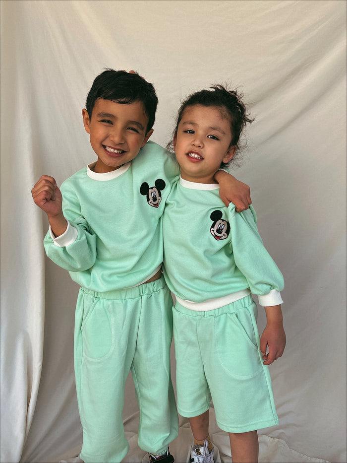 Summer Candy Sweatshirt + Short + Sweatpants Set Mint - Sun Peony Coconut