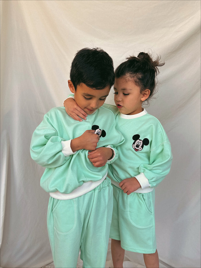 Summer Candy Sweatshirt + Short + Sweatpants Set Mint - Sun Peony Coconut
