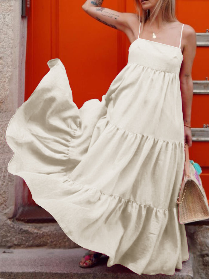 Summer Pure Color Slip Maxi Dress