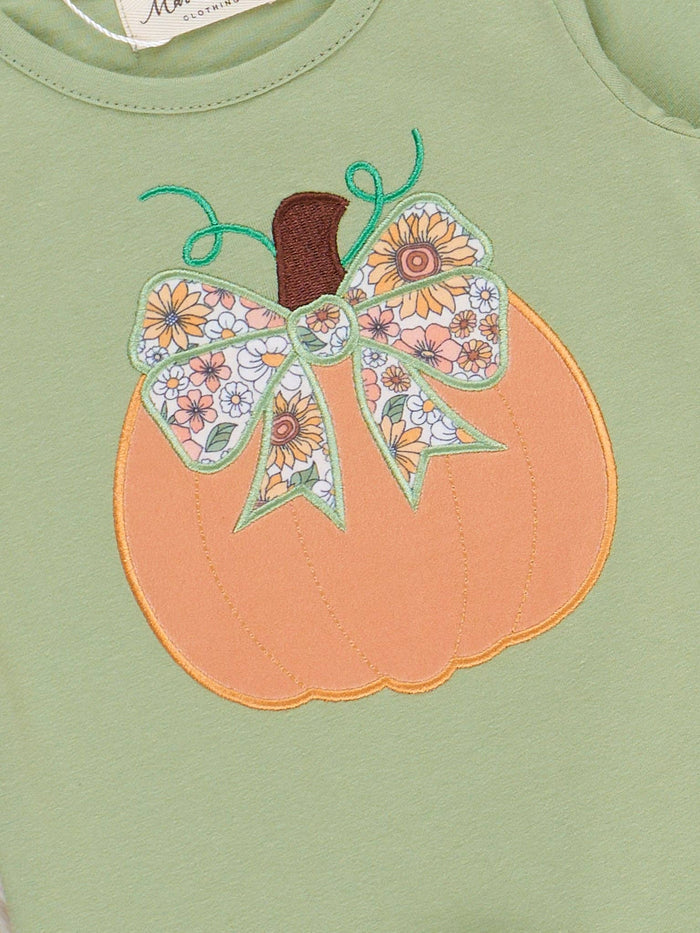 Sweet Fall Bloom Pumpkin Embroidered Ruffle Romper