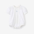 Swiss Dot Pintucked Bubble w/ Rose Embroidery