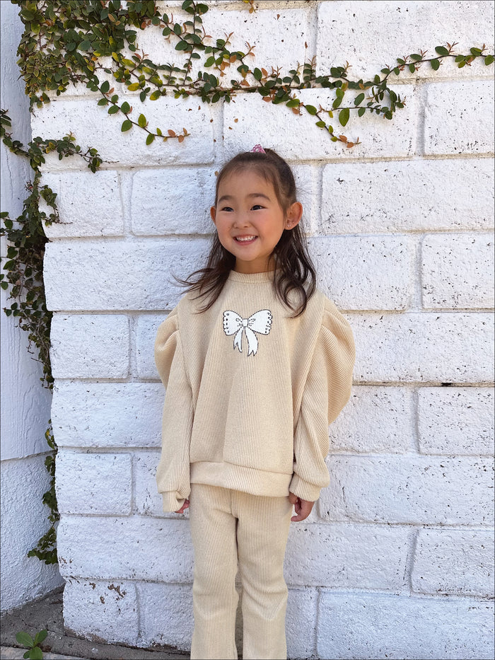 Tatum Bow Soft knitted Set Tan - Sun Peony Coconut