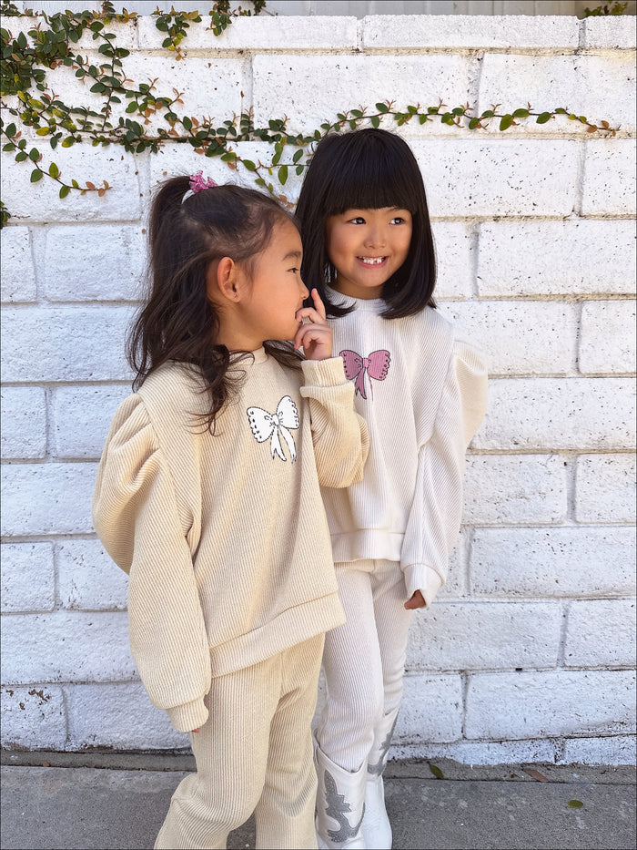 Tatum Bow Soft knitted Set Tan - Sun Peony Coconut