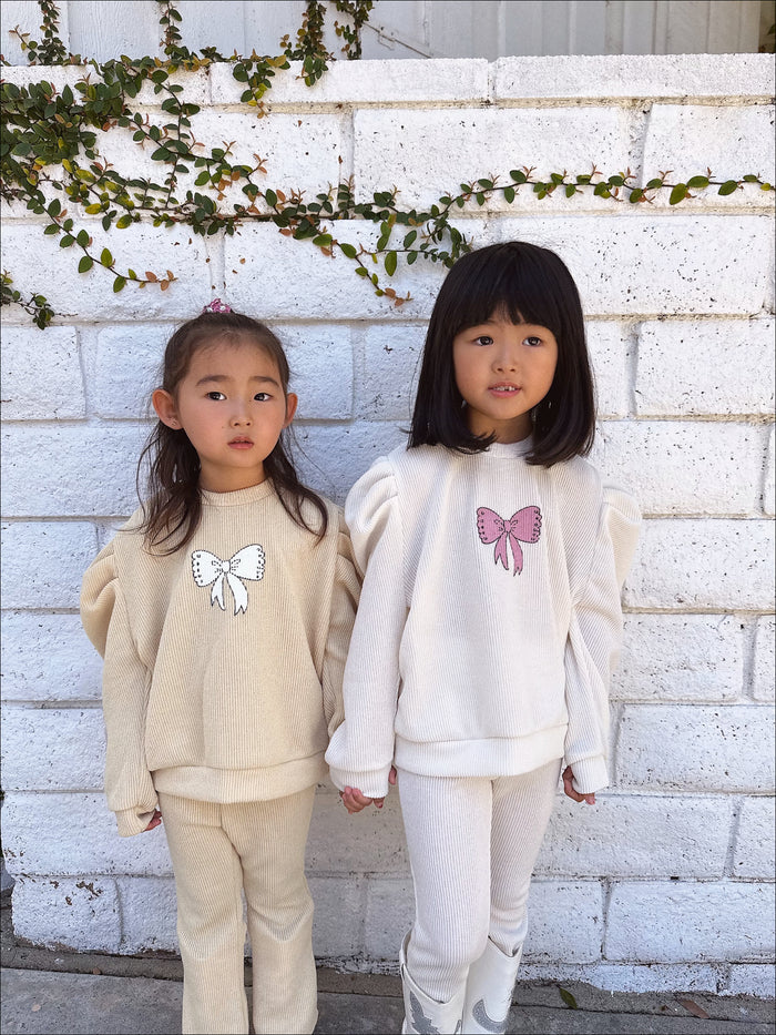 Tatum Bow Soft knitted Set Tan - Sun Peony Coconut