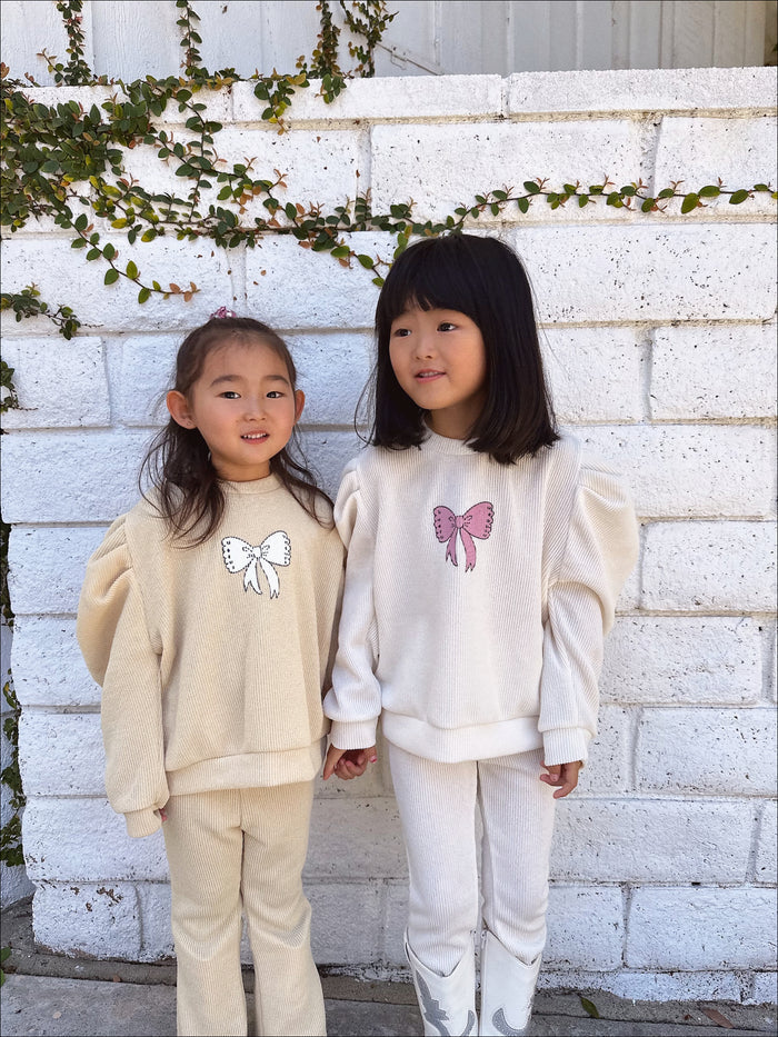Tatum Bow Soft knitted Set Tan - Sun Peony Coconut