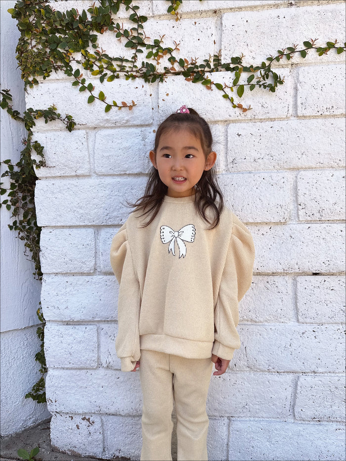 Tatum Bow Soft knitted Set Tan - Sun Peony Coconut