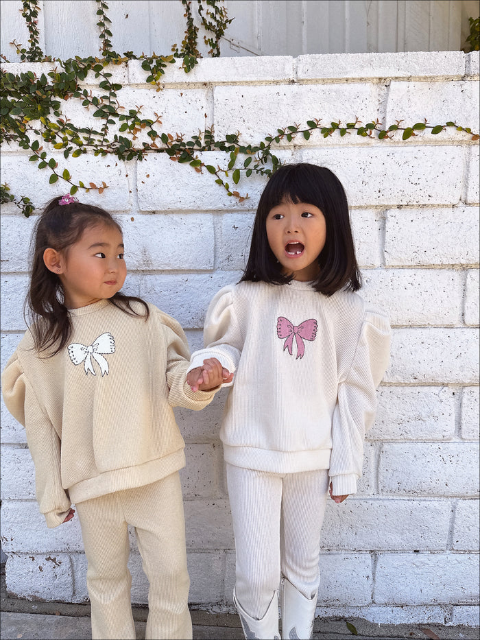 Tatum Bow Soft knitted Set Tan - Sun Peony Coconut
