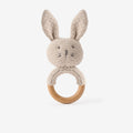 Taupe Knit Cotton Bunny Ring Rattle