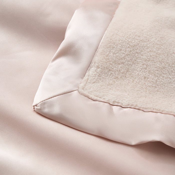 Taupe Satin Trim Flannel Fleece Baby Security Blanket