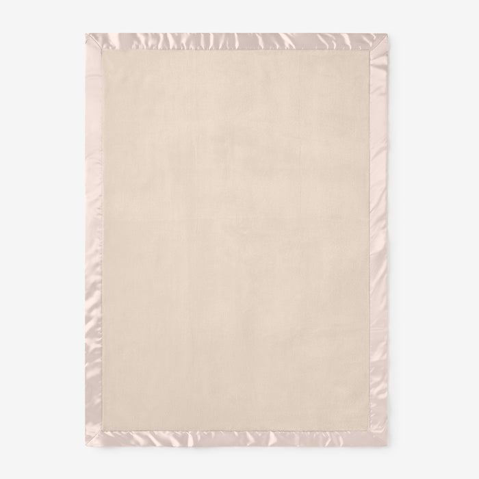 Taupe Satin Trim Flannel Fleece Baby Stroller Blanket