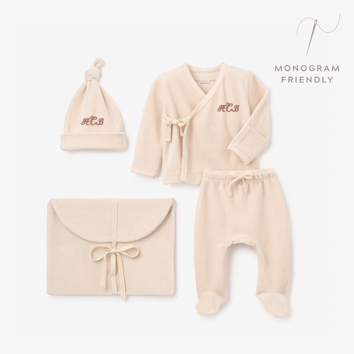 Taupe Velour Layette Set