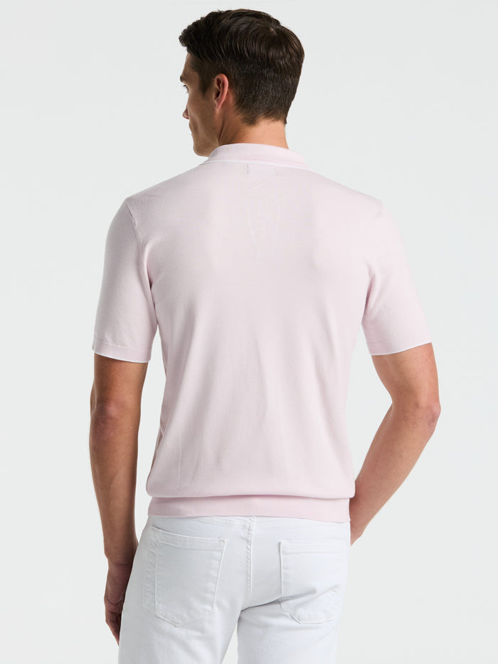 Open Polo Sweater with Tipping Detail (Orchid Ice)