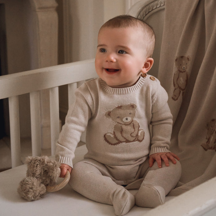 Teddy Bear Knit Baby Jumpsuit