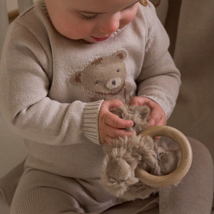 Teddy Bear Knit Baby Jumpsuit