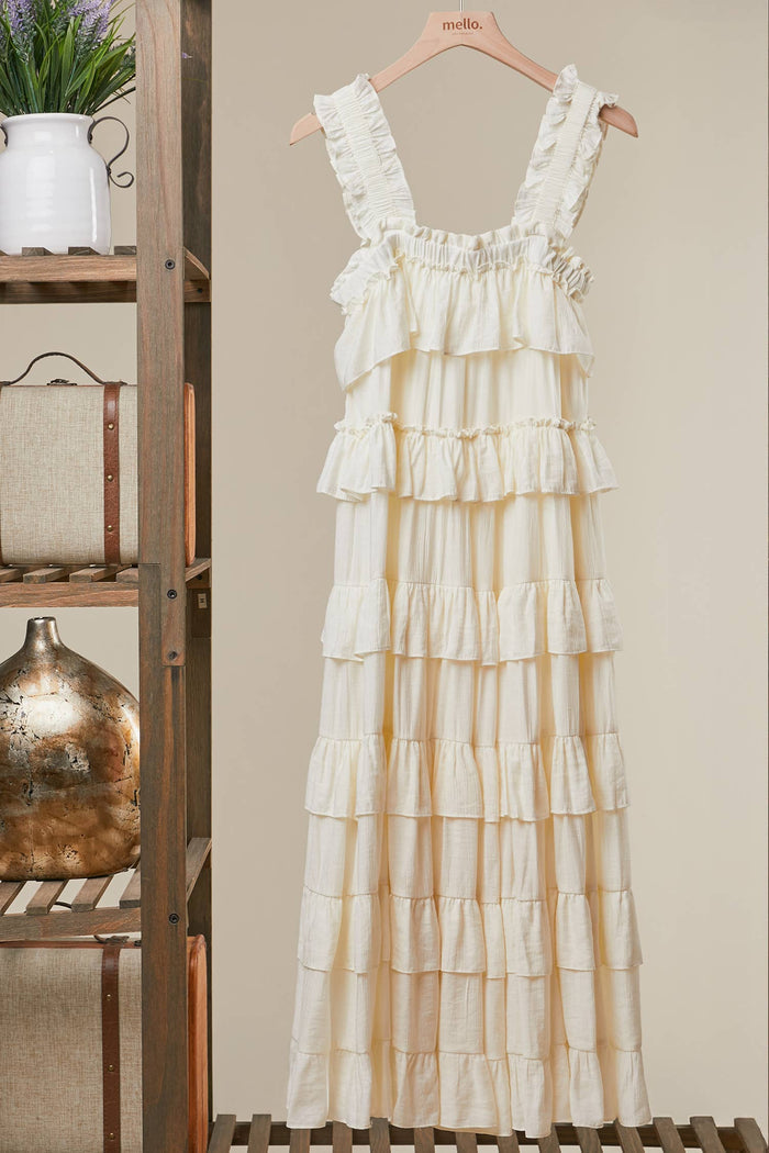 TIERED RUFFLE DRESS WITH FRILLED STRAPS