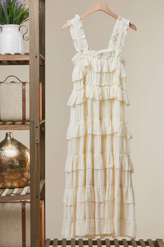 TIERED RUFFLE DRESS WITH FRILLED STRAPS