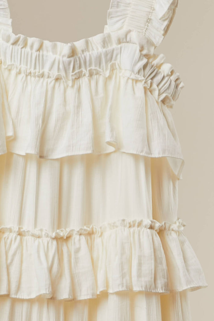 TIERED RUFFLE DRESS WITH FRILLED STRAPS