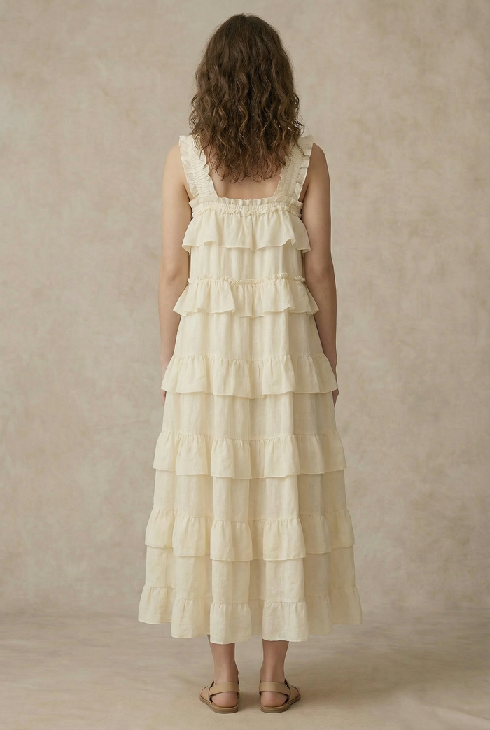 TIERED RUFFLE DRESS WITH FRILLED STRAPS