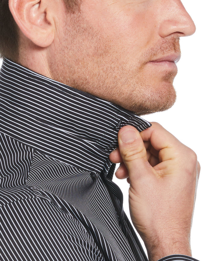 Total Stretch Pinstripe Shirt (Black)