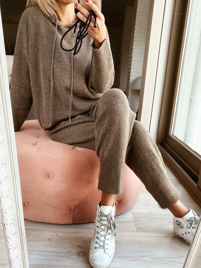 Two-piece Hooded Solid Color Sweater