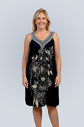 V-neck shift dress with sketch flowers