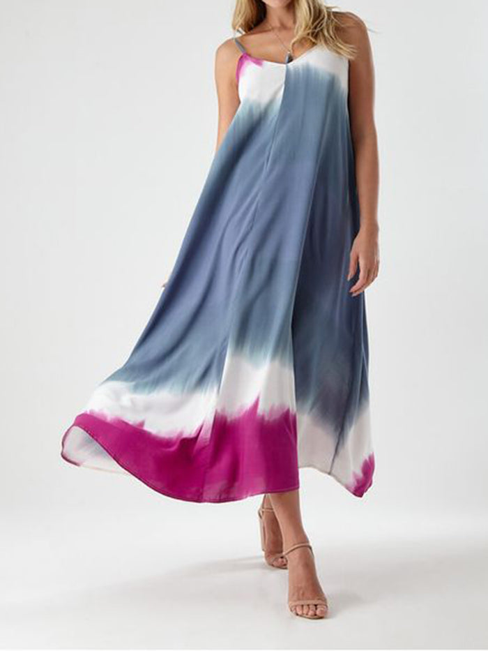 V-neck Sleeveless Tie-dye Dress