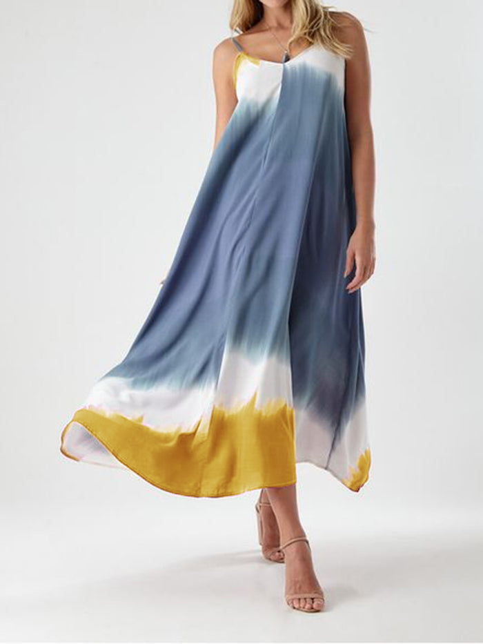V-neck Sleeveless Tie-dye Dress