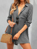V-neck Solid Color Casual Jumpsuit