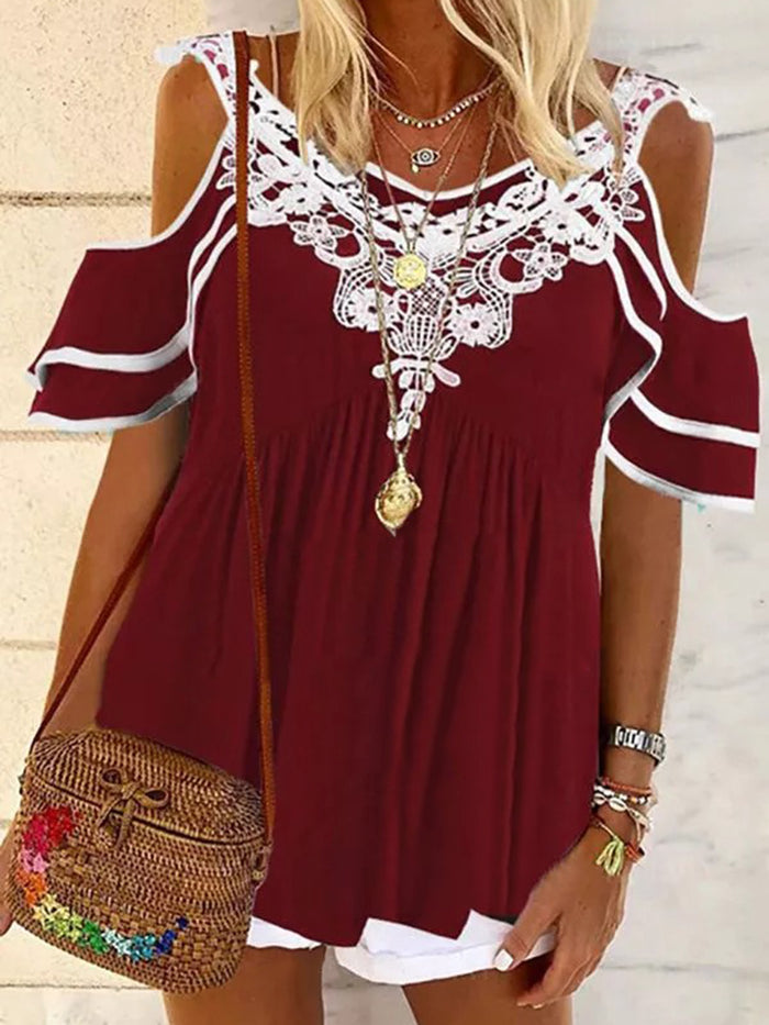 Vintage Bohemian Colorblock Top