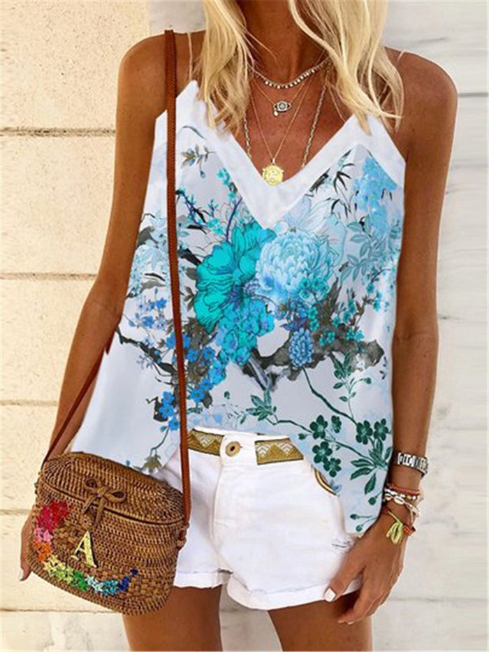 Vintage Bohemian Floral Suspender Top
