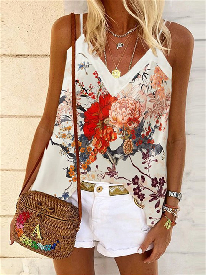 Vintage Bohemian Floral Suspender Top