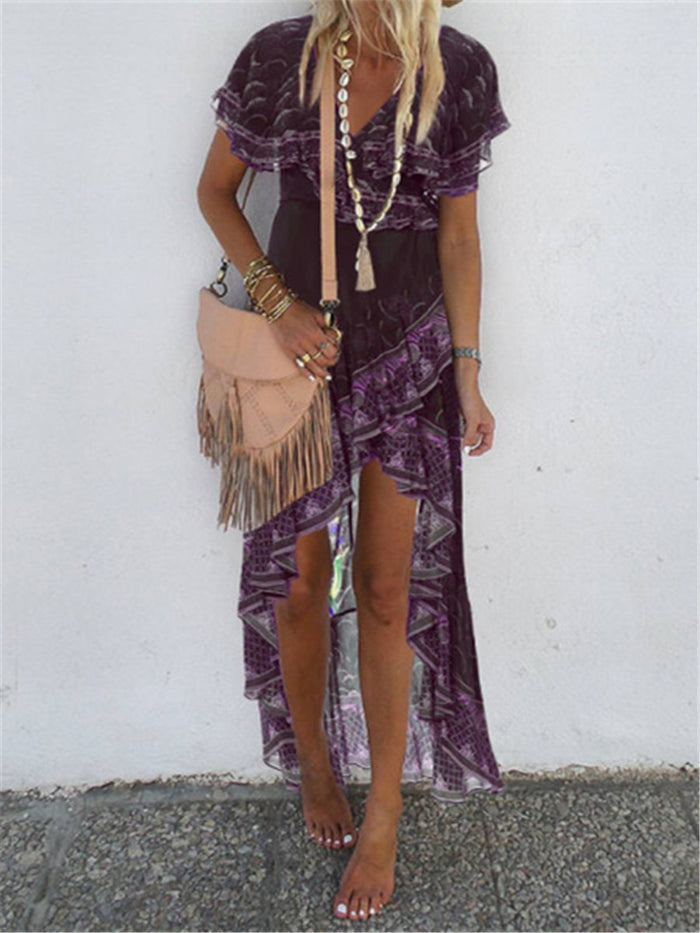 Vintage Bohemian Loose Floral Suspender Dress