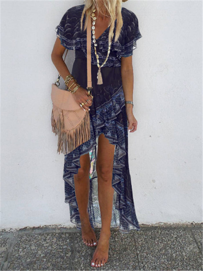 Vintage Bohemian Loose Floral Suspender Dress