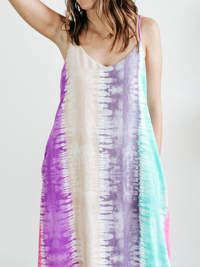 Watercolors Tie Dye Loose Maxi Dress