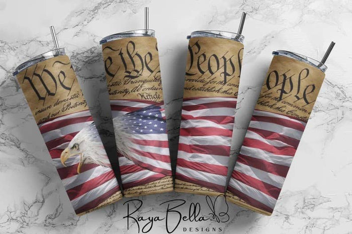 We The People Tumbler, America Tumbler, 20 oz Skinny Tumbler