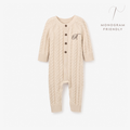 Wheat Horseshoe Cable Knit Baby Jumpsuit