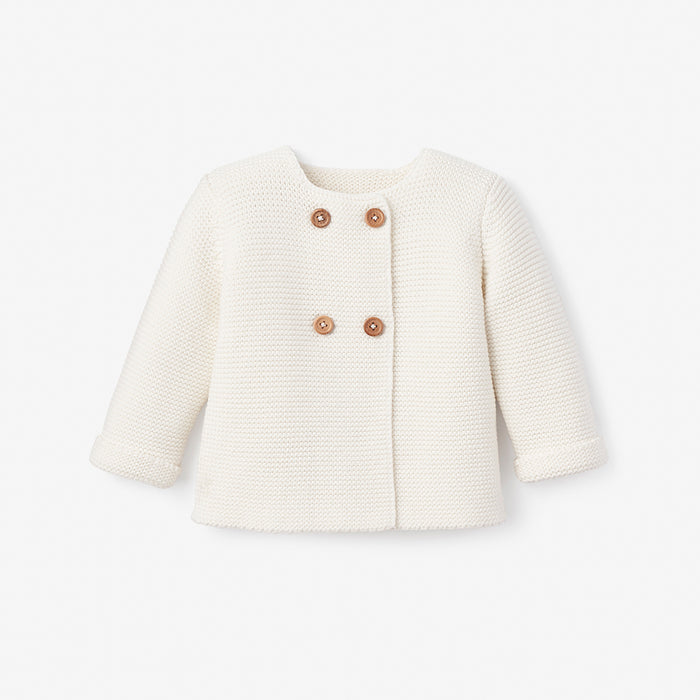 Whisper White Sofia + Finn Knit Baby Cardigan