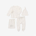 White Celestial Printed Organic Cotton Ribbed Baby Layette Set