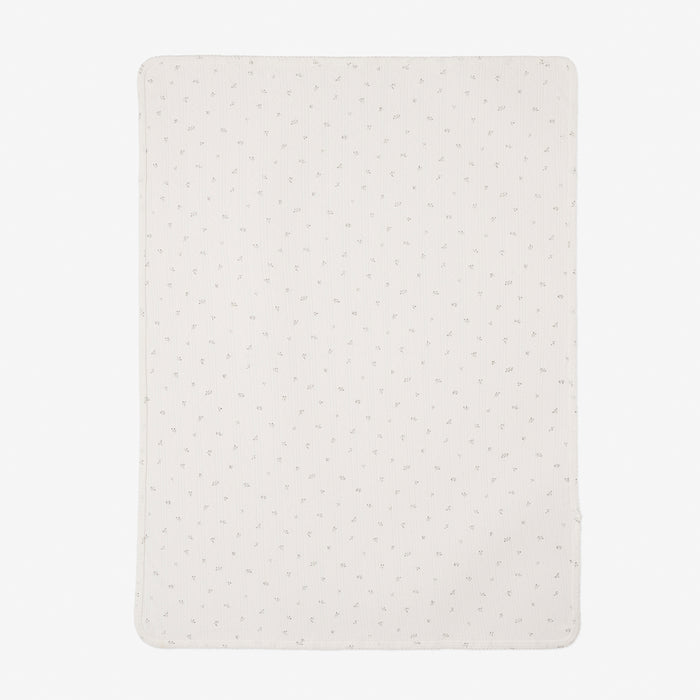 White Floral Organic Cotton Pointelle Baby Blanket