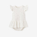 White Floral Organic Cotton Pointelle Baby Bubble Romper
